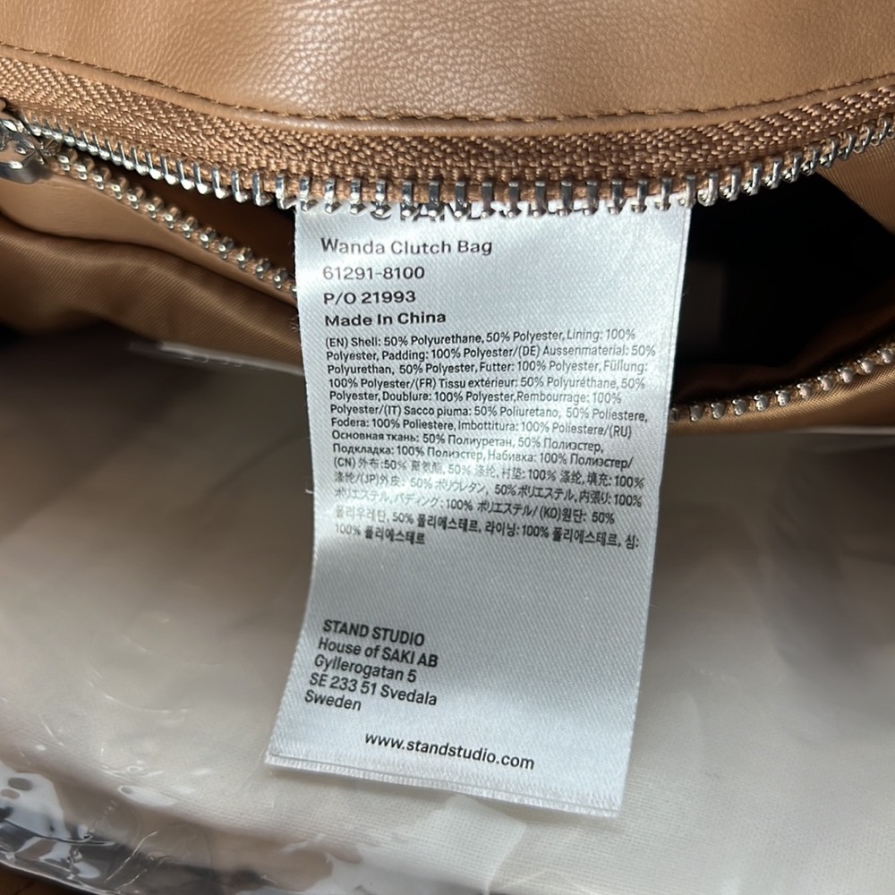 Stand Studio Tan Padded Leather Top-Handle Clutch - Picture 12 of 12
